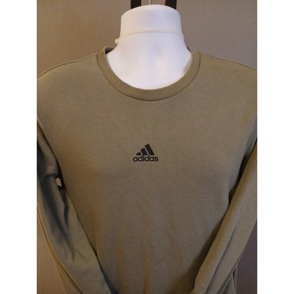 Adidas Sweatshirt Mens Medium Green Primegreen Crewneck Pullover Three‎ Stripes